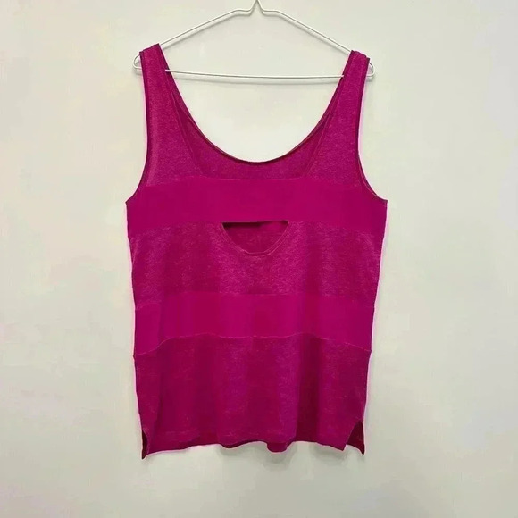 Sandro Women's XL Linen Silk Scoop Neck Tank Top Camisole Fuchsia Barbiecore - Picture 4 of 10